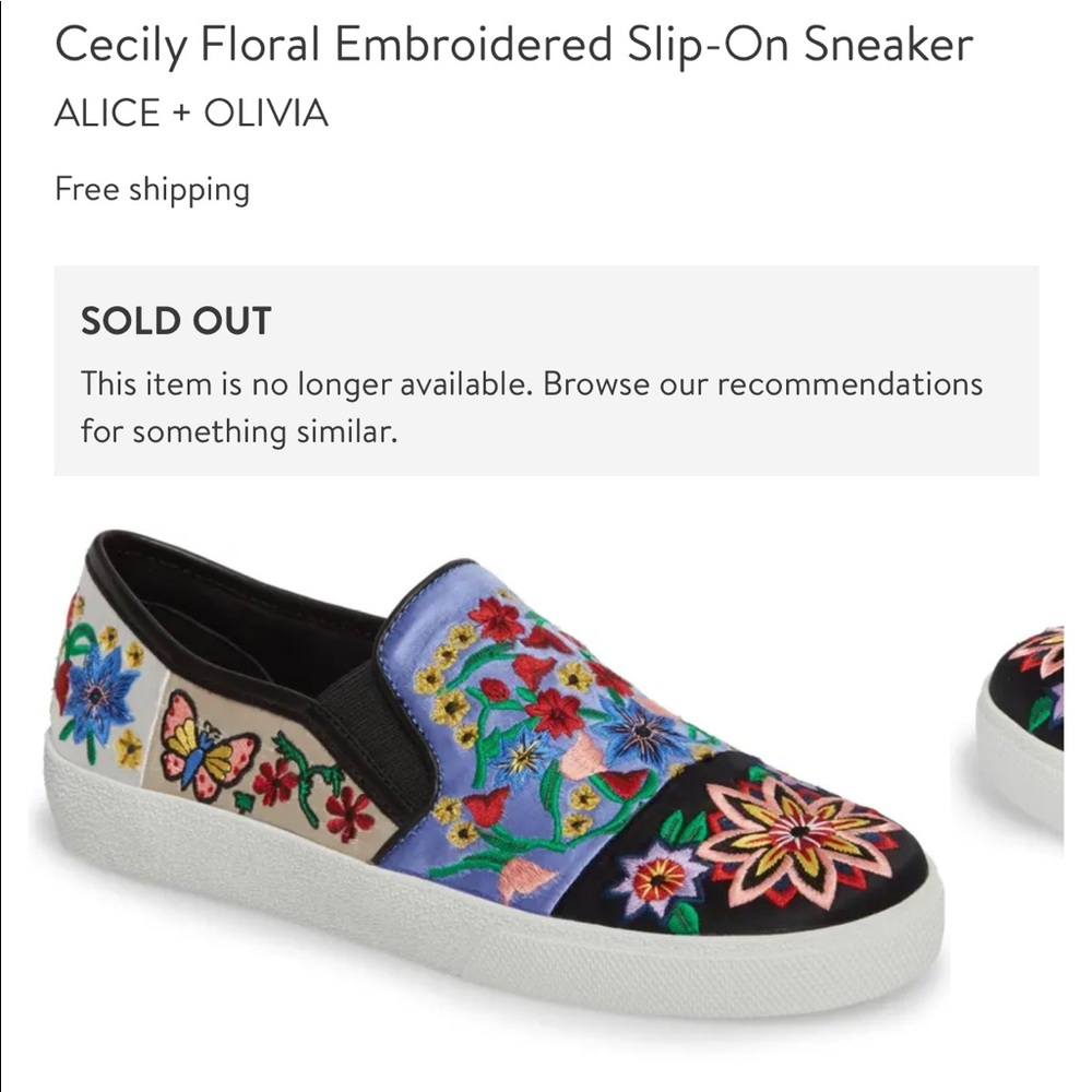 NWOT 9.5 Alice + Olivia Cecily Embroidered Slip On